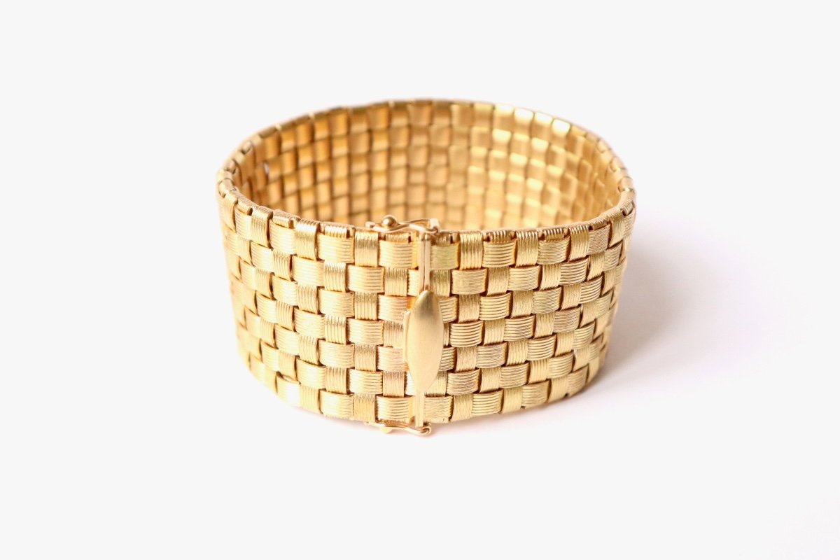 18k Gold Braided Cuff Bracelet-photo-2