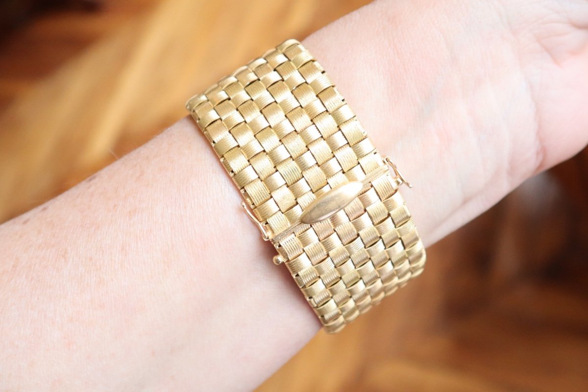 18k Gold Braided Cuff Bracelet-photo-4