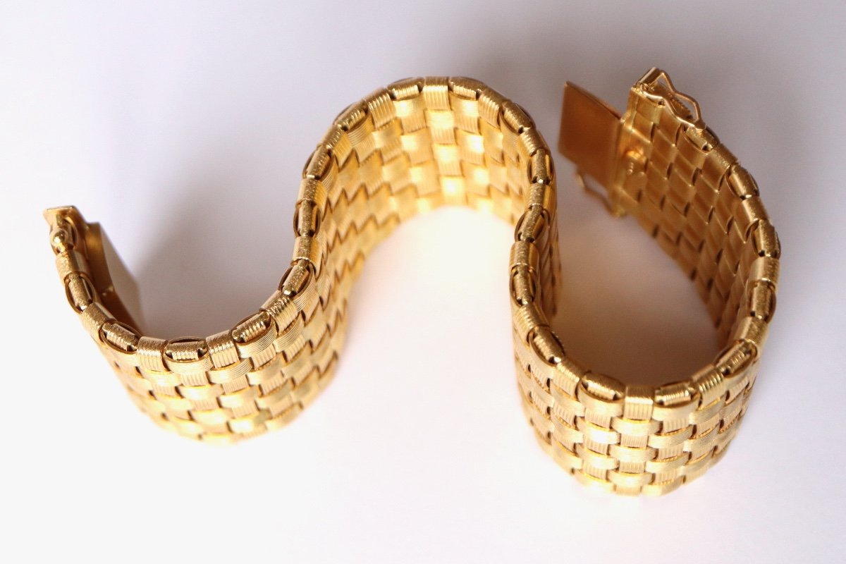 18k Gold Braided Cuff Bracelet-photo-5