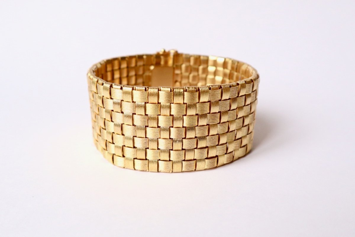 18k Gold Braided Cuff Bracelet