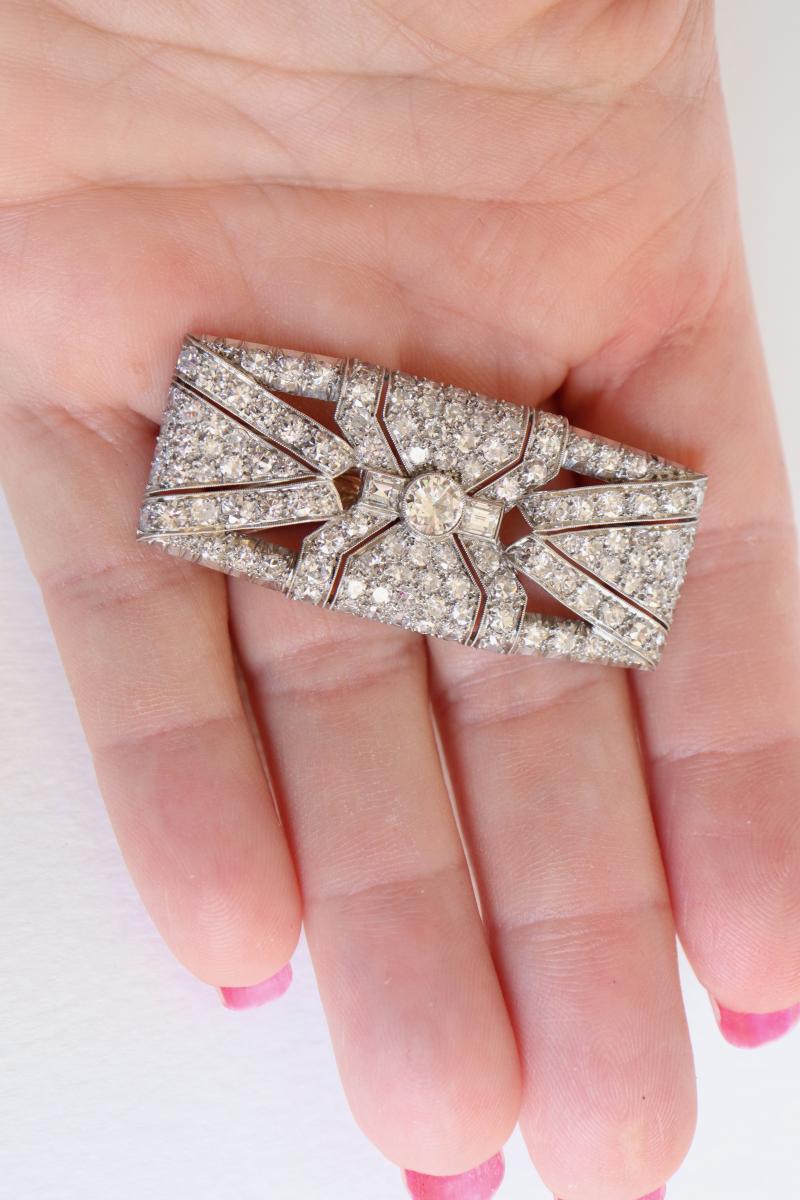 Brooch Art Deco Plate In Platinum And White Gold 18 Carats 1930-40-photo-3