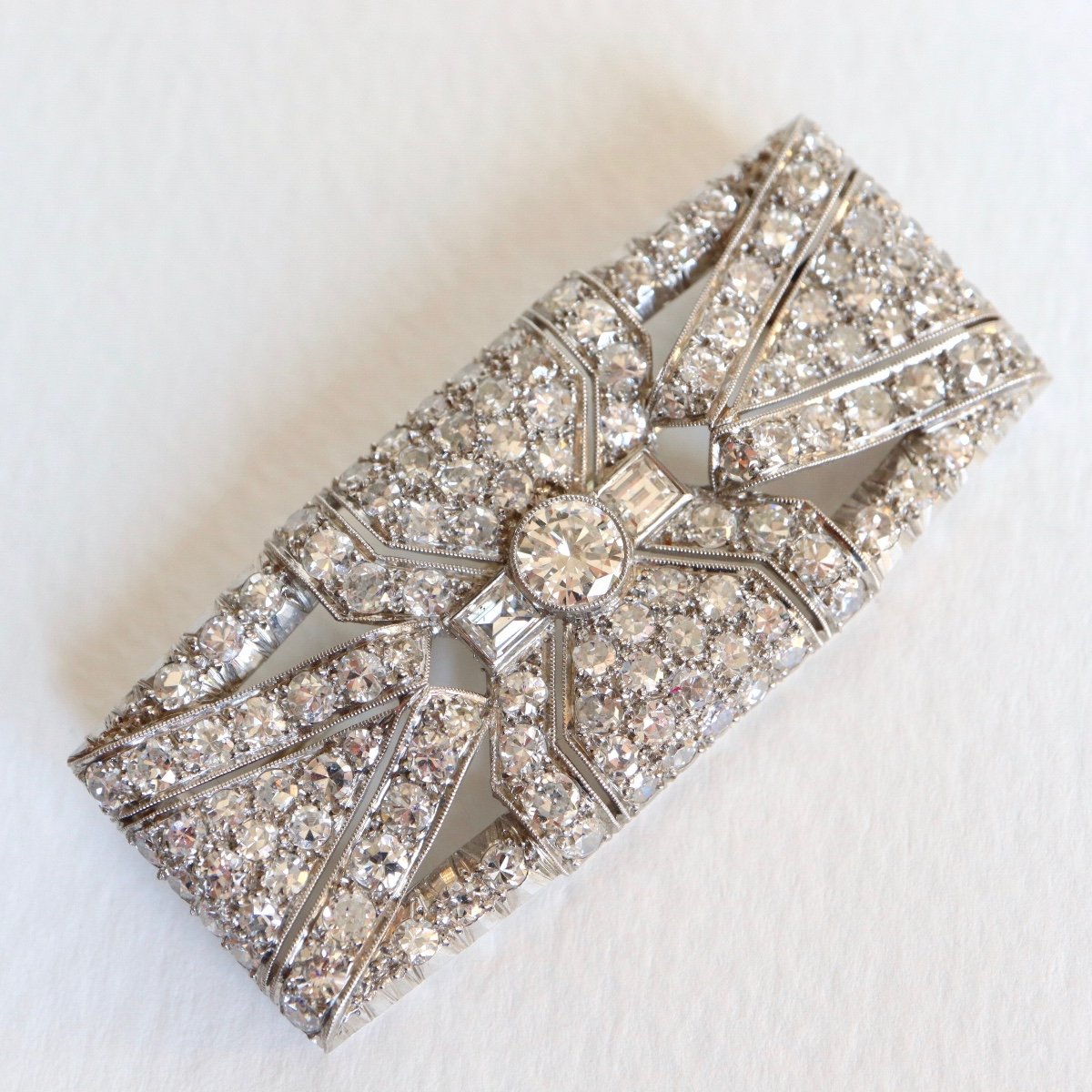 Brooch Art Deco Plate In Platinum And White Gold 18 Carats 1930-40-photo-2