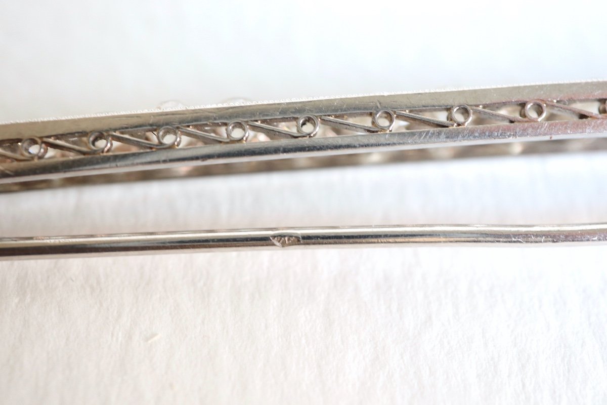 Pin Barrette In Platinum Crimping 25 Diamonds For 2 To 3 Carats Years 1920-30-photo-4