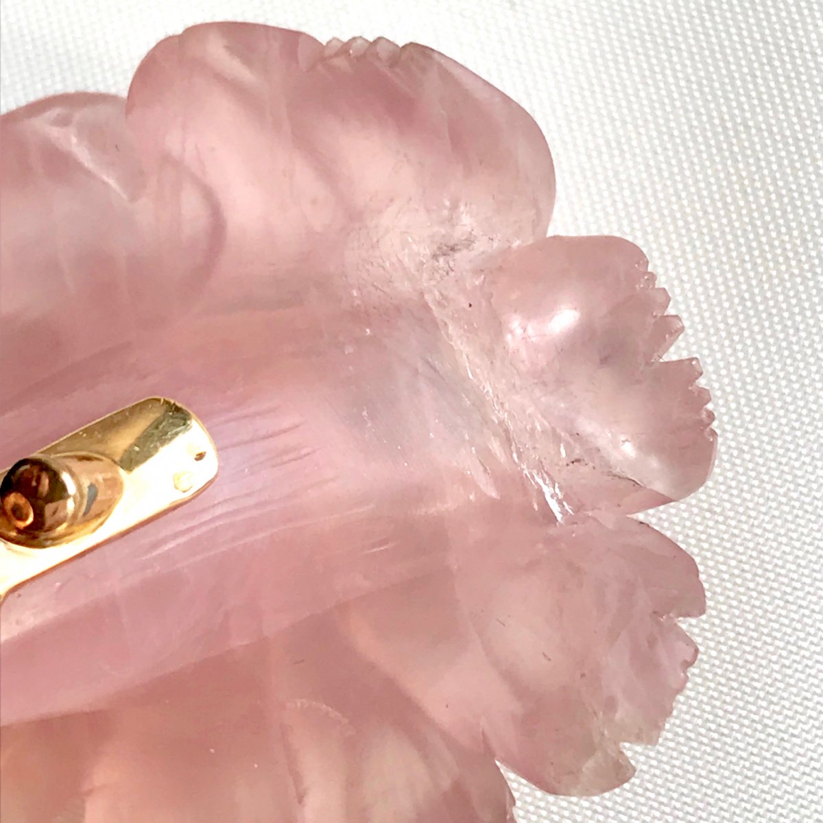 Betettini Broche Liseron En Quartz Rose, Diamants Et Or Jaune 18 Kt-photo-3