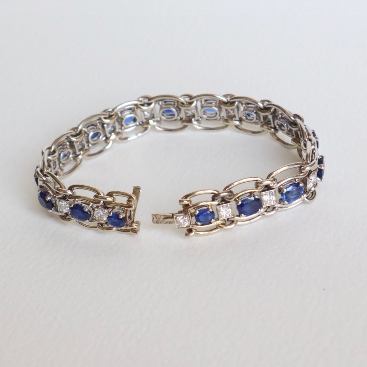 Mauboussin Bracelet 18 Kt White Gold, Sapphires And Diamonds-photo-5