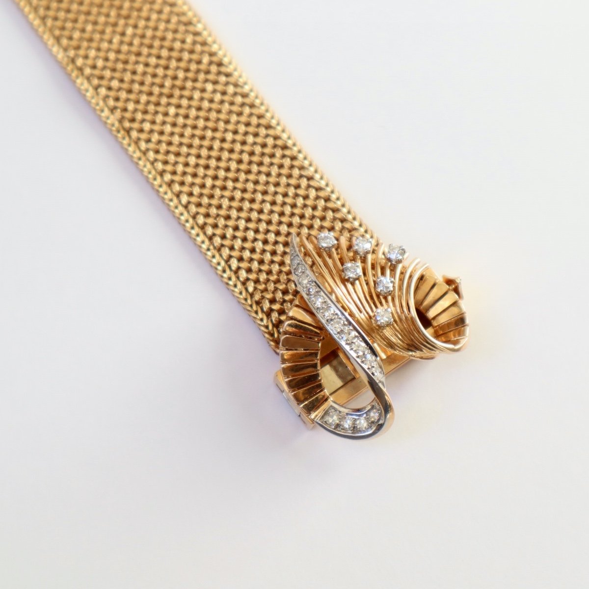 Belt Ribbon Bracelet 1950 18k Gold And Diamonds-photo-3