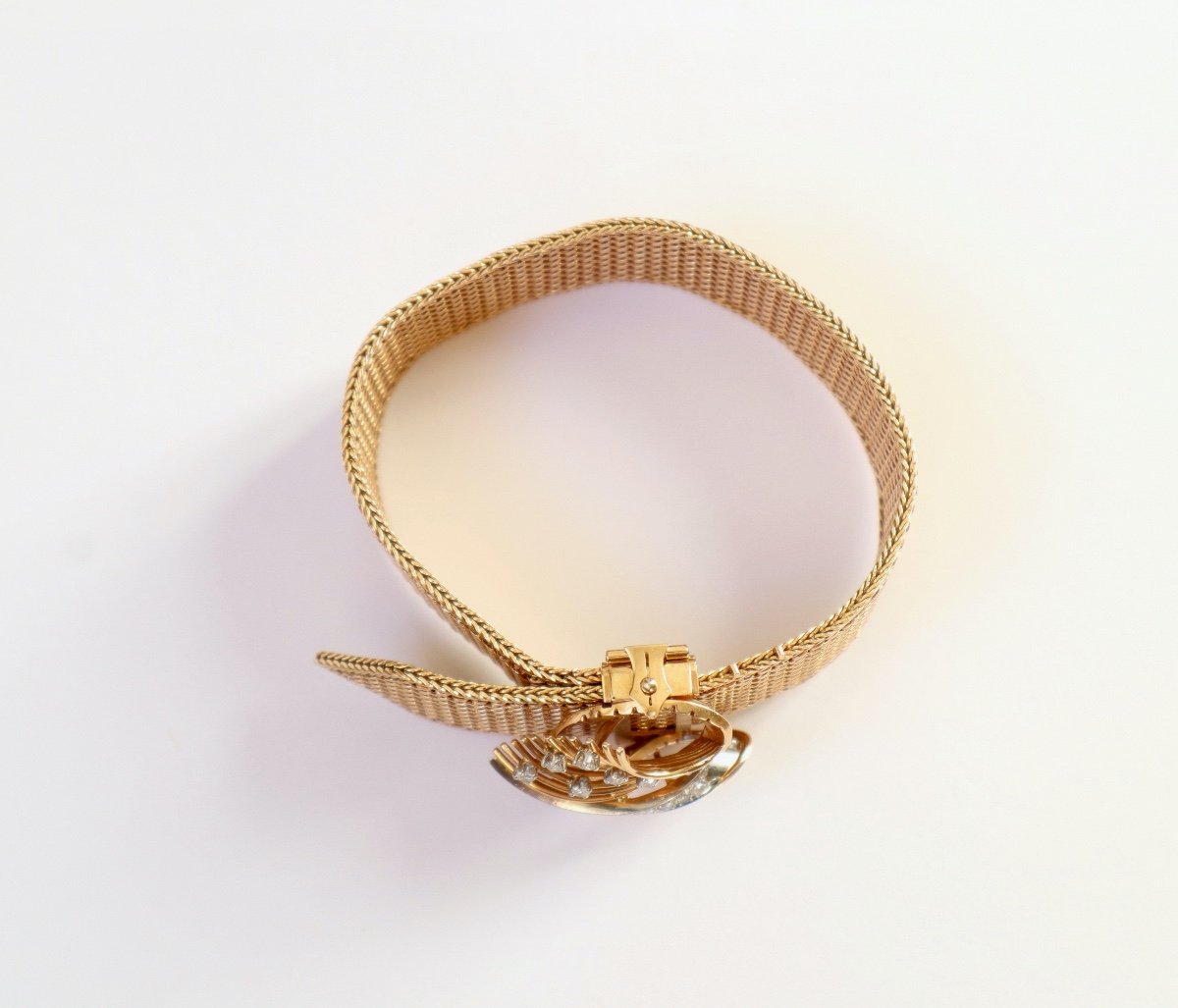 Belt Ribbon Bracelet 1950 18k Gold And Diamonds-photo-4