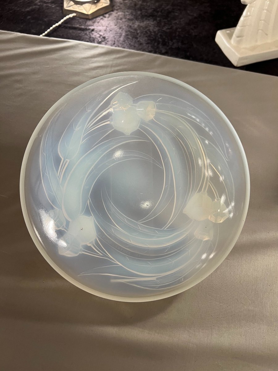 Art Deco Cup / Centerpiece In Opalescent Glass Signed Etling France 122 (glass 1930)-photo-4