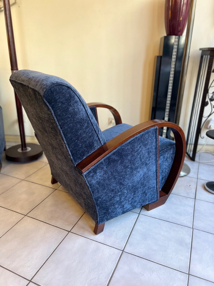  Paire De Fauteuils Art Déco En Hêtre Teinté Noyer ( Fauteuil Art Deco 1930 ) -photo-4