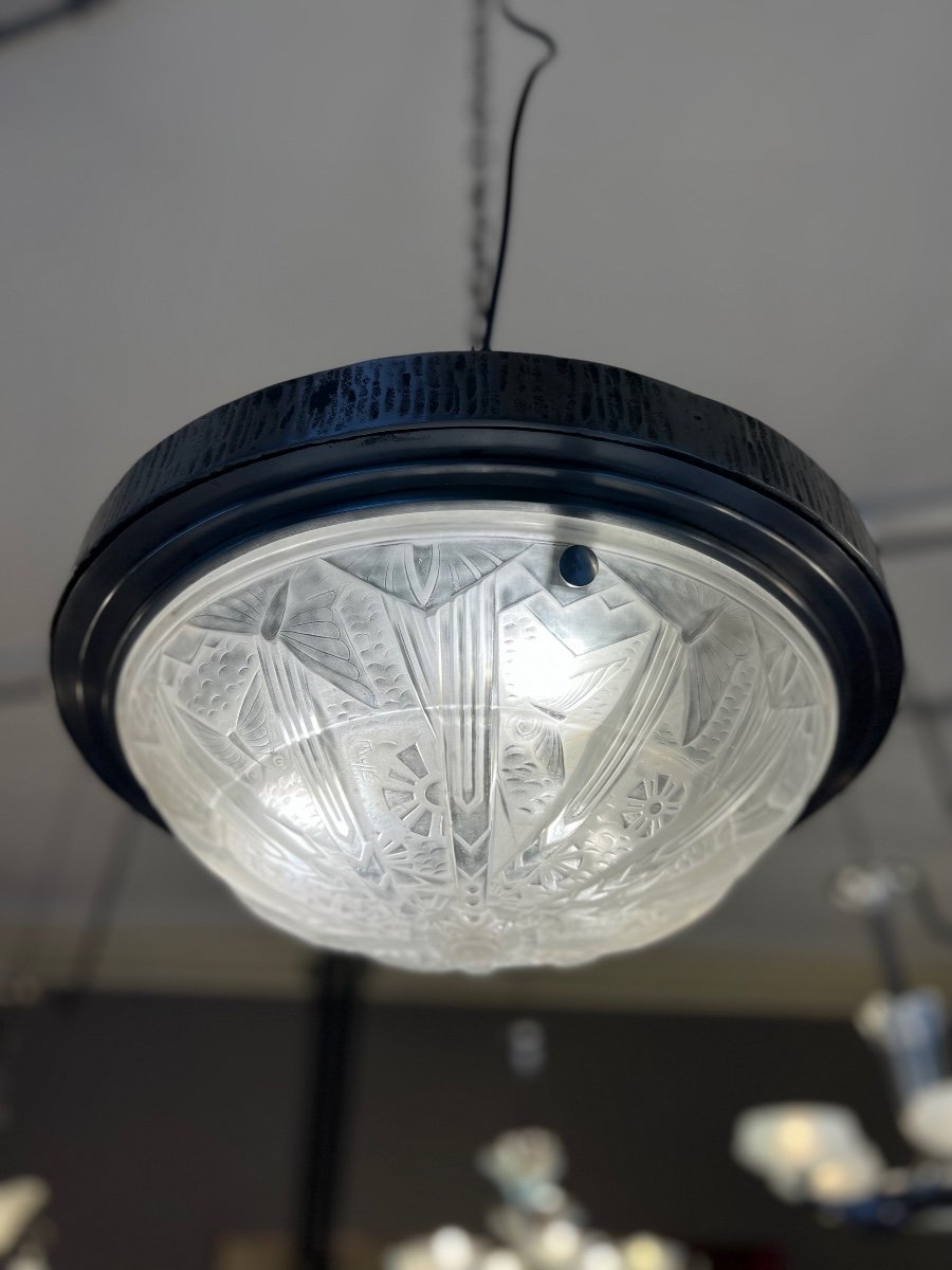 Splendid Art Deco Ceiling Light Signed Müller Frères Lunéville (art Deco Ceiling Lights 1930)-photo-4