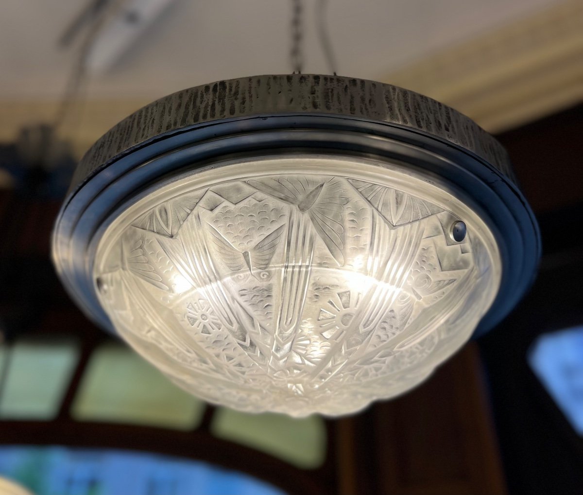 Splendid Art Deco Ceiling Light Signed Müller Frères Lunéville (art Deco Ceiling Lights 1930)-photo-1