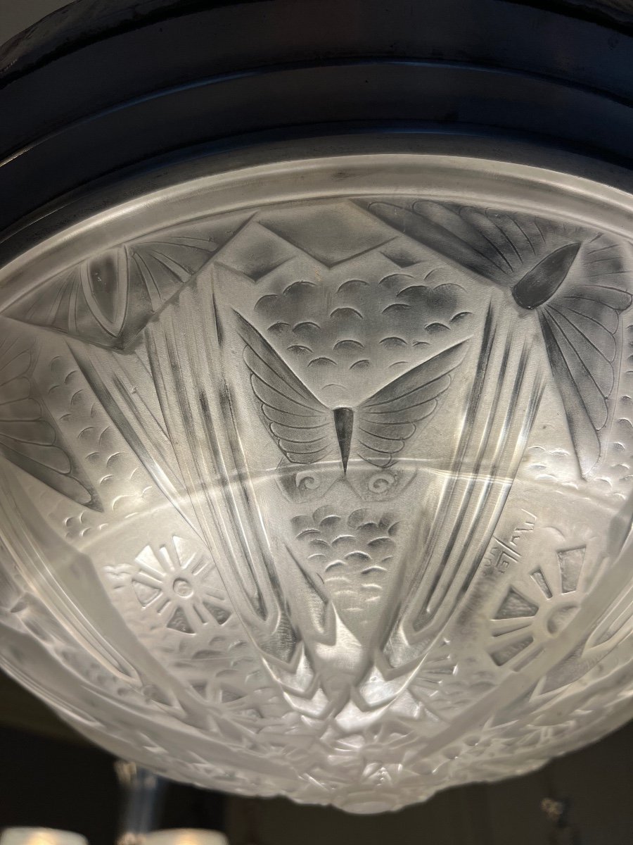 Splendid Art Deco Ceiling Light Signed Müller Frères Lunéville (art Deco Ceiling Lights 1930)-photo-2