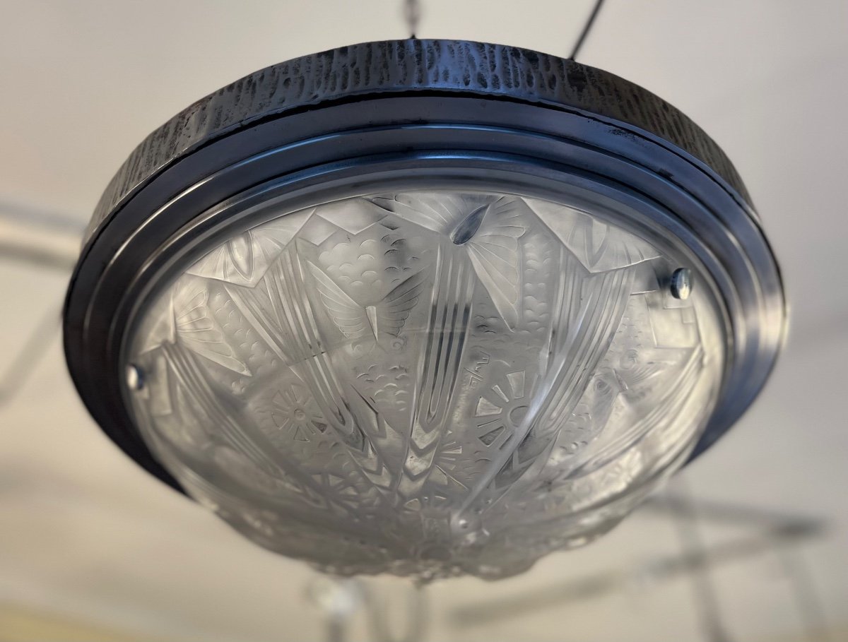 Splendid Art Deco Ceiling Light Signed Müller Frères Lunéville (art Deco Ceiling Lights 1930)-photo-5