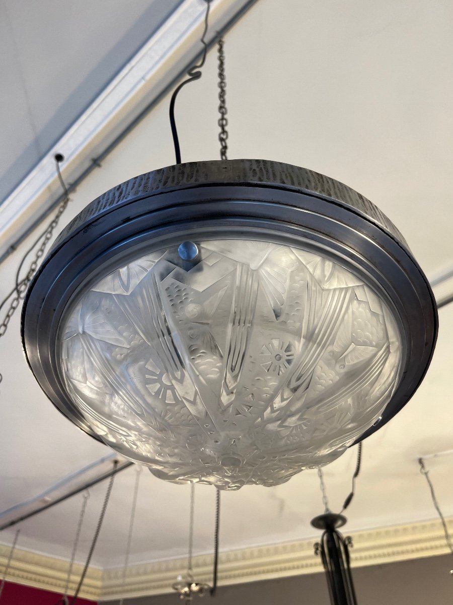 Splendid Art Deco Ceiling Light Signed Müller Frères Lunéville (art Deco Ceiling Lights 1930)-photo-6