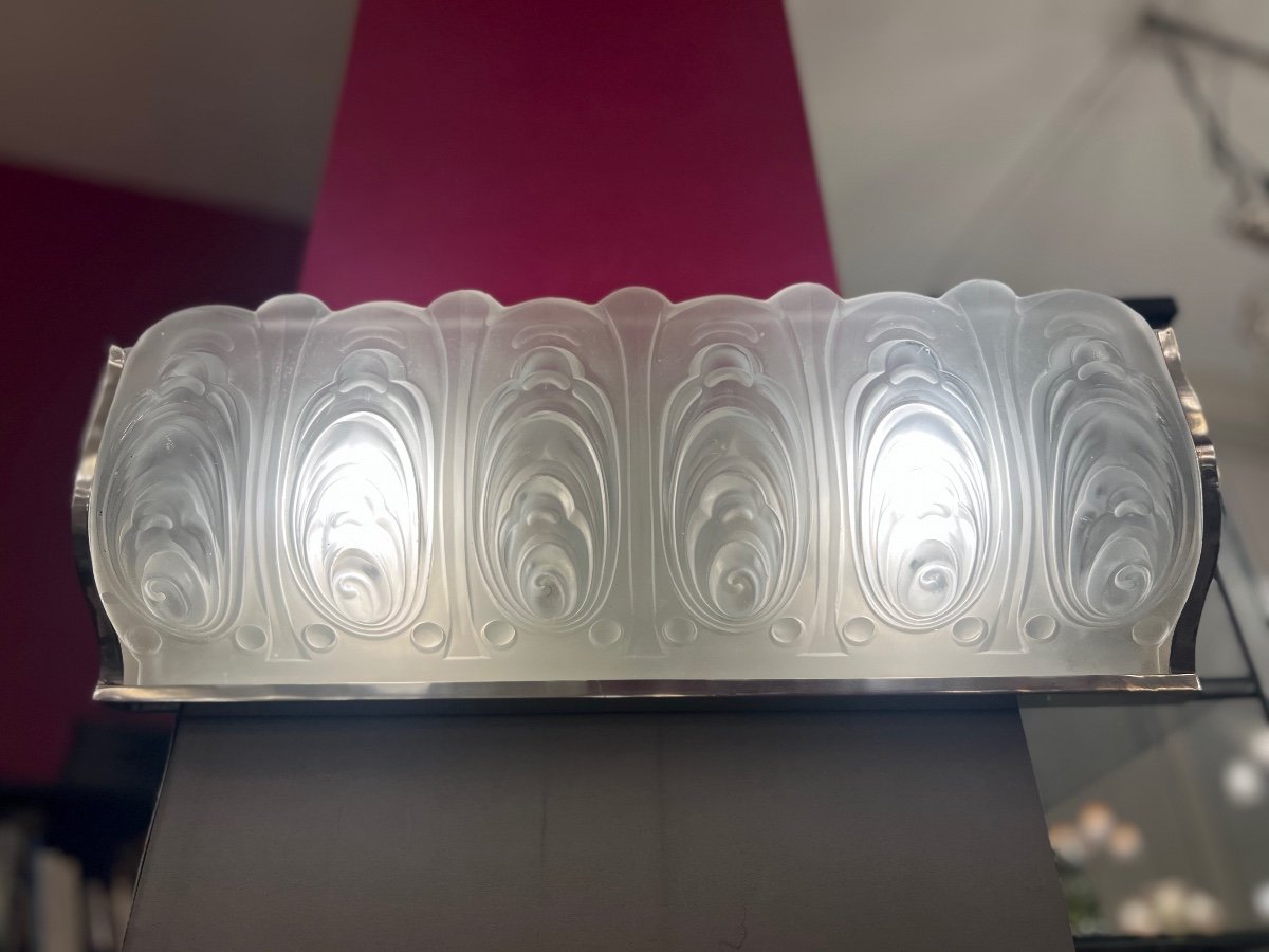 Large Unique Art Deco Val Saint Lambert Wall Lamp In Nacrocrystal (art Deco Wall Lights 1930)-photo-4