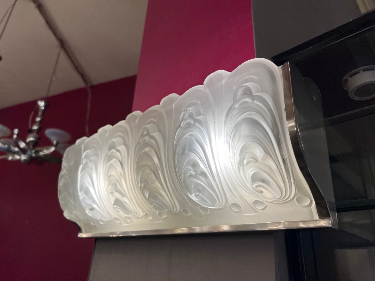 Large Unique Art Deco Val Saint Lambert Wall Lamp In Nacrocrystal (art Deco Wall Lights 1930)-photo-4