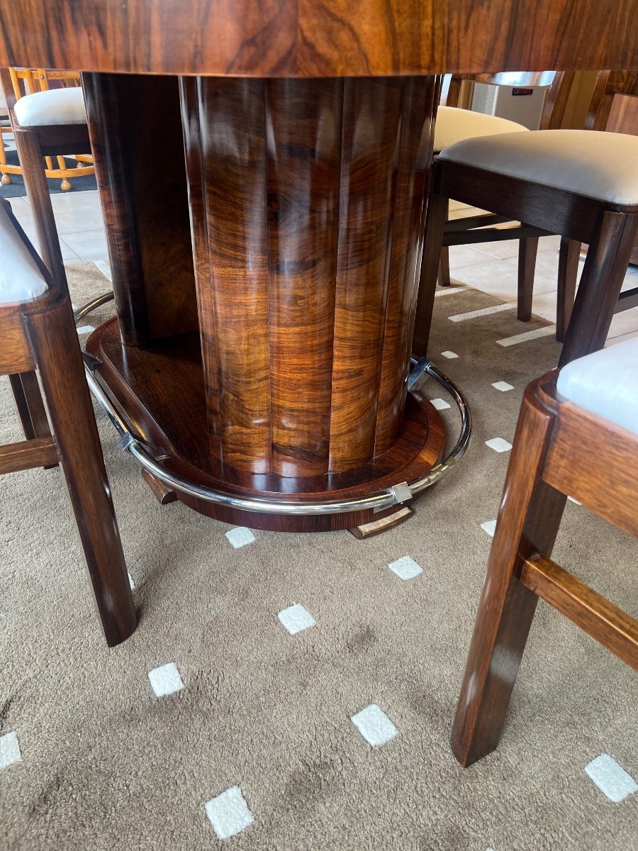 Superb Art Deco Dining Table In Walnut And Burl Polished Walnut Art Deco Tables 1930-photo-4