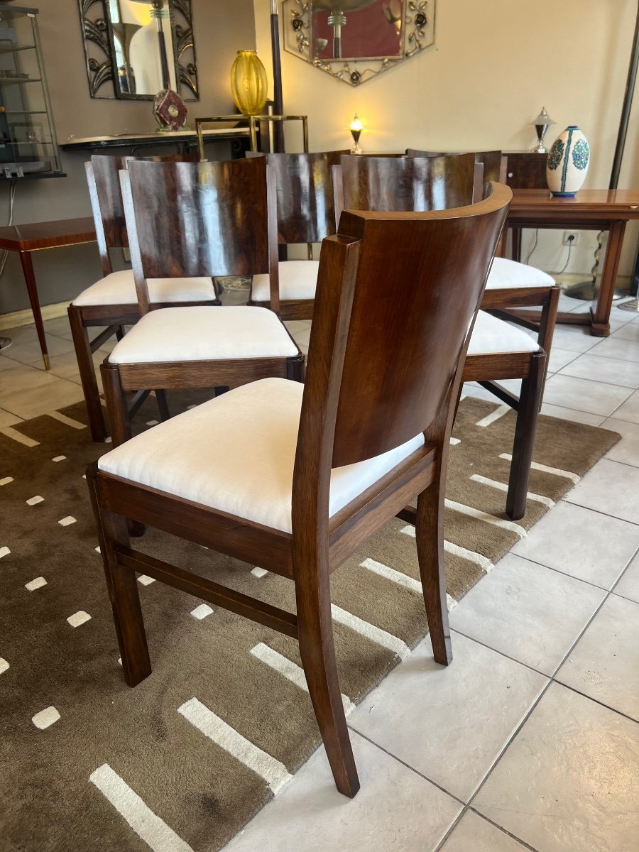 Suite Of Six Art Deco Chairs In Walnut And Burr Walnut (art Deco Chair 1930 Dining Room -photo-7