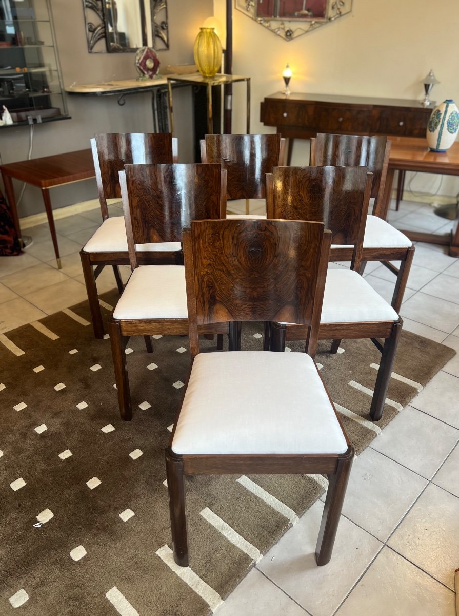 Suite Of Six Art Deco Chairs In Walnut And Burr Walnut (art Deco Chair 1930 Dining Room 