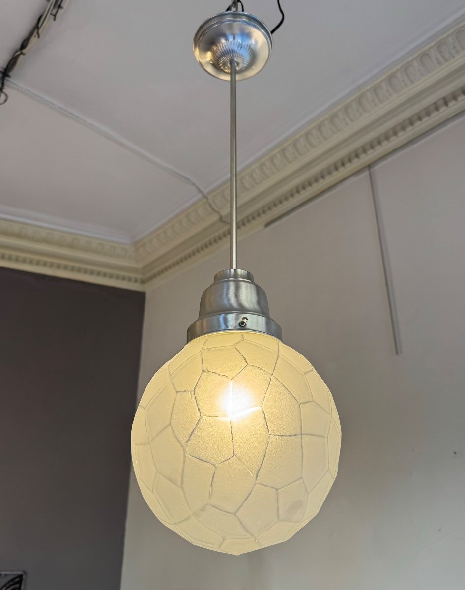 Art Deco Suspension / Ceiling Light “boule” Genet & Michon France (art Deco Chandelier 1930) 