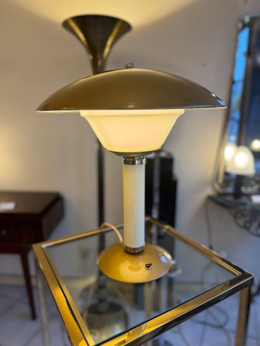 Superbe Lampe Art Déco Jumo 350 / Fin Des Années 40 / Métal Et Perspex ( Lampes Art Deco 1930 )-photo-3