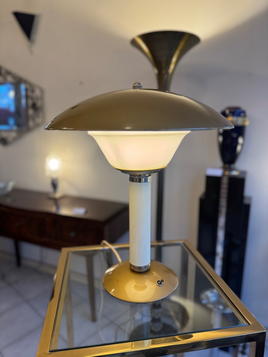 Superbe Lampe Art Déco Jumo 350 / Fin Des Années 40 / Métal Et Perspex ( Lampes Art Deco 1930 )-photo-1