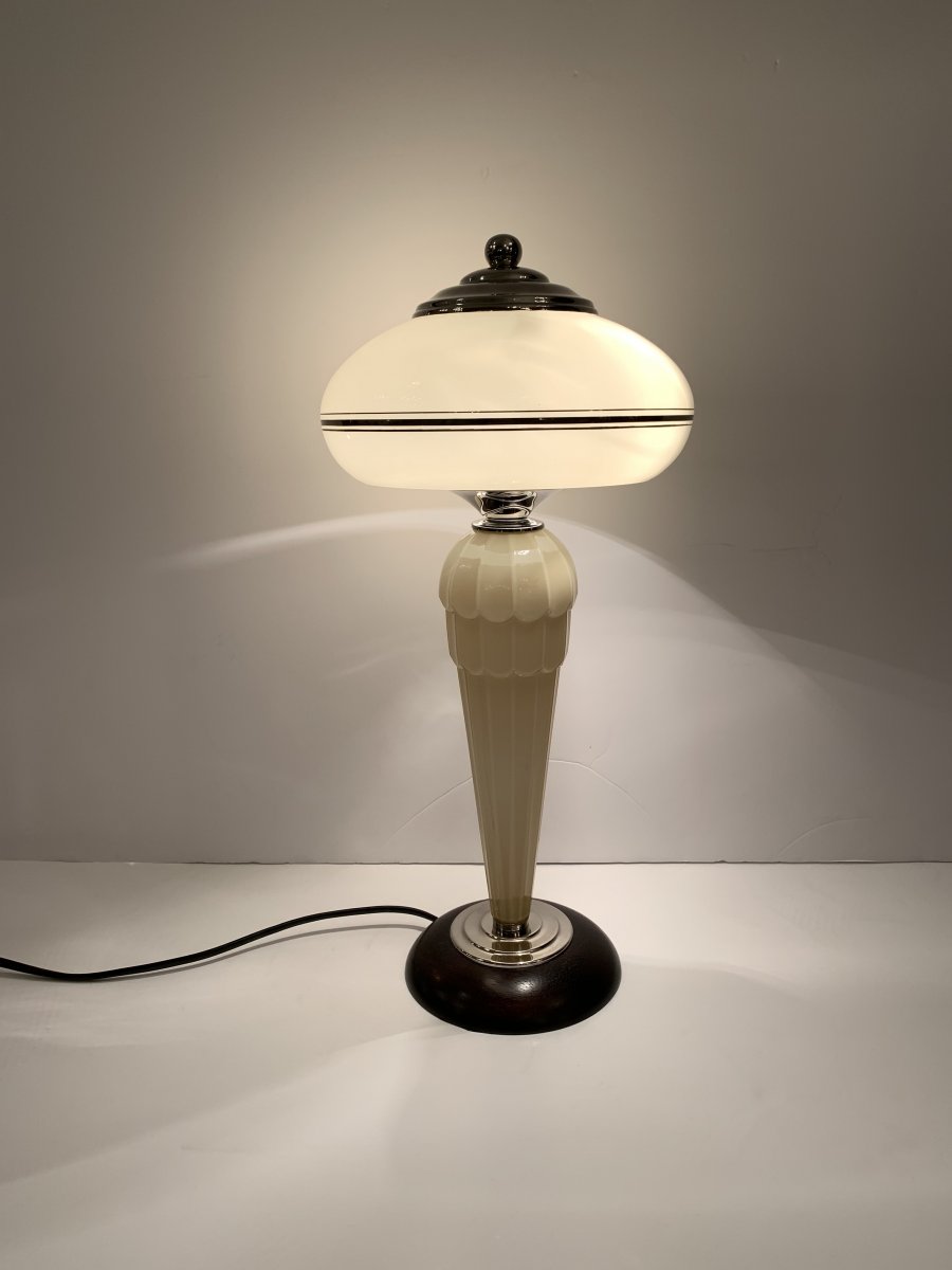Proantic: Lampe Boule En Verre De Clichy Jaune