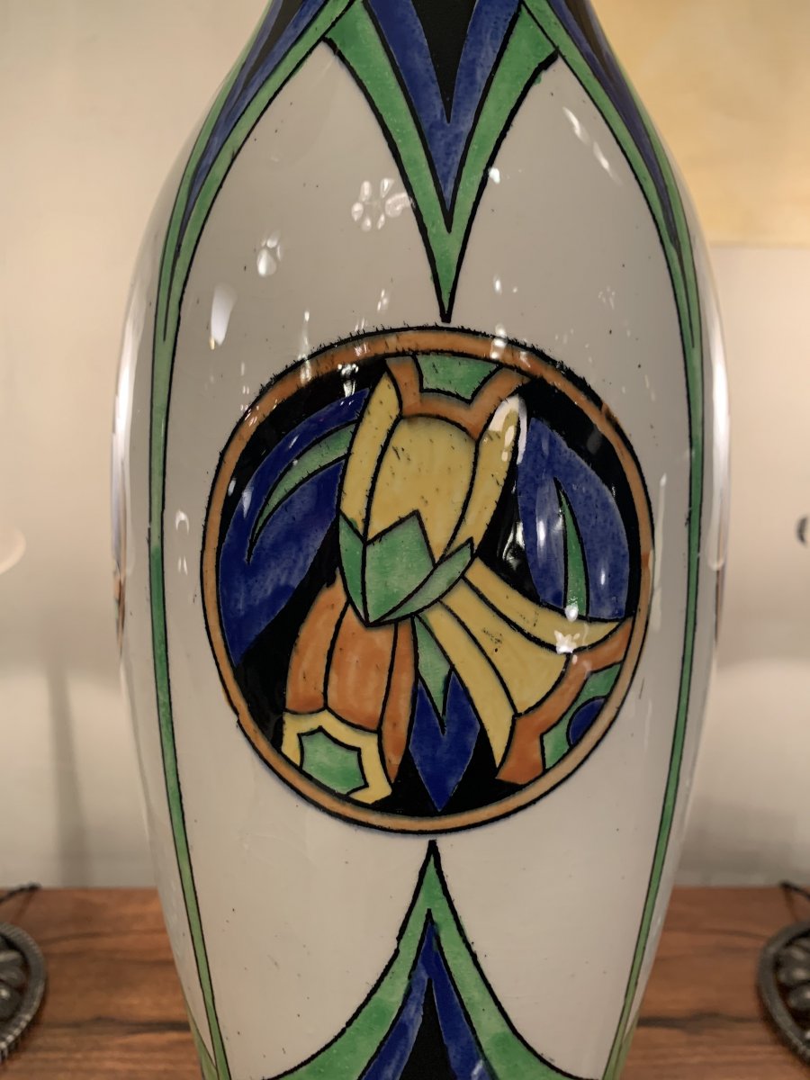 Superb Art Deco Catteau / Keramis Vase D 1113 F 668 Signed (vases - Art Deco Ceramic 1930)-photo-1