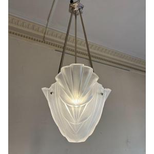 Superb Suspension / Chandelier / Ceiling Lamp Art Deco Signed Degué (art Deco Lamp 1930)
