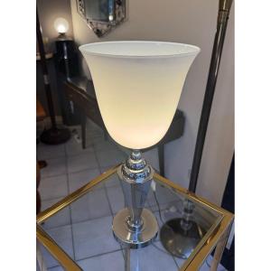 Modernist Art Deco Mazda Reflector Lamp In White Opaline (art Deco Lamps 1930s) 