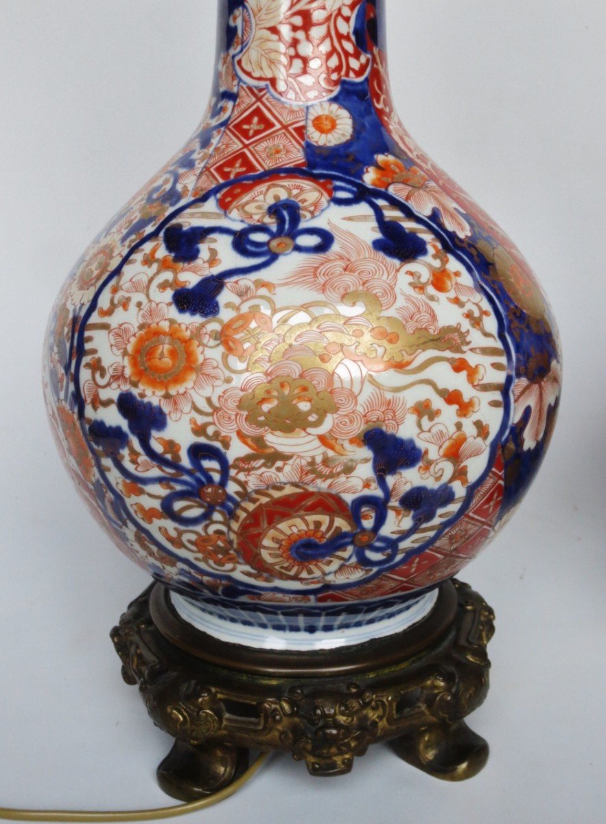 Paire De Lampes Imari, XIXe Siècle. -photo-3