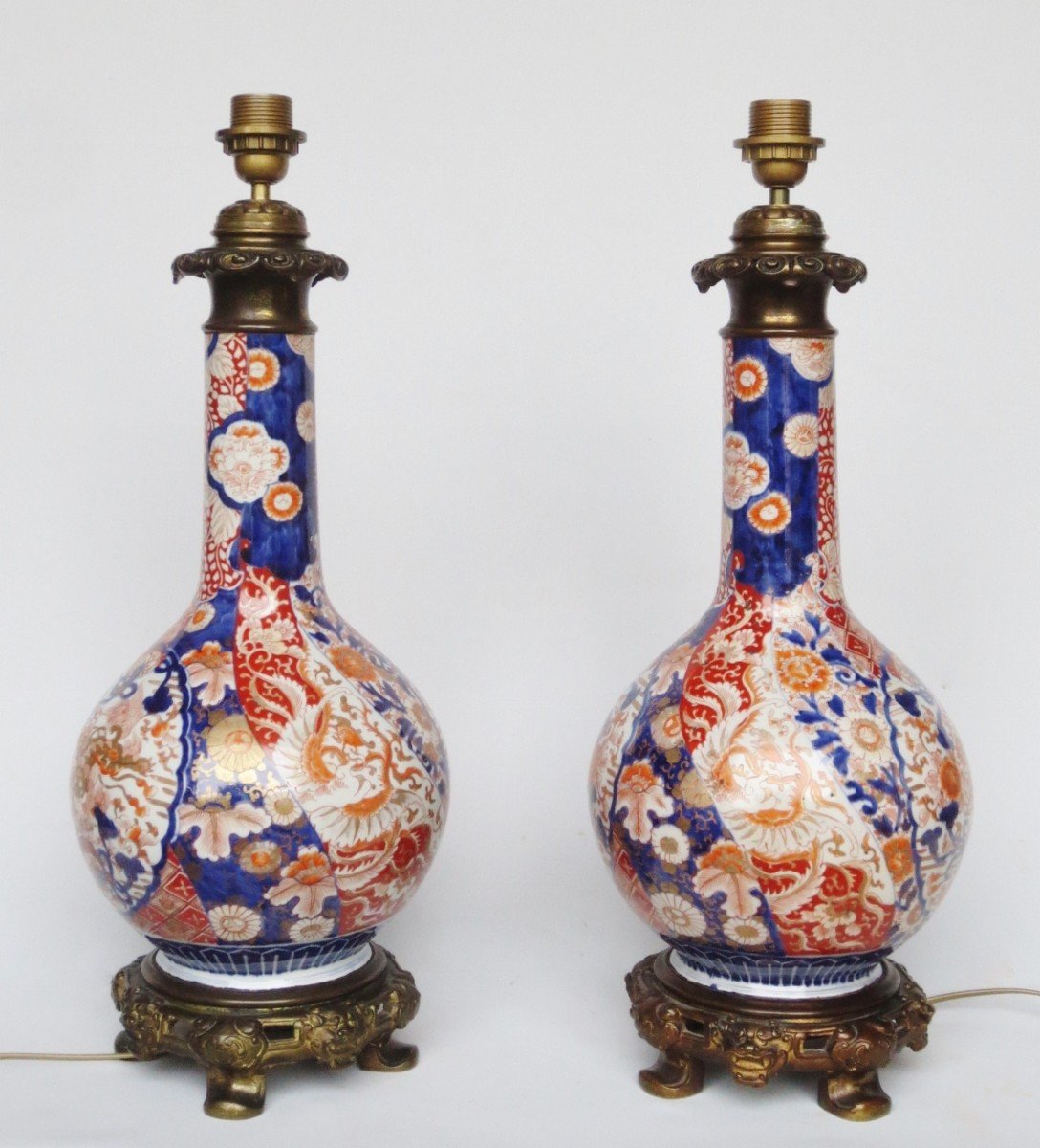 Pair Of Imari Lamps, 19th Century.-photo-7