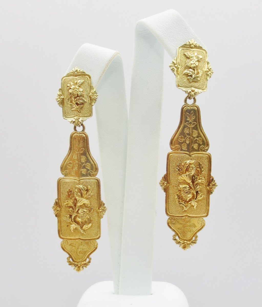 Earrings, In Gold, Around 1830.-photo-1