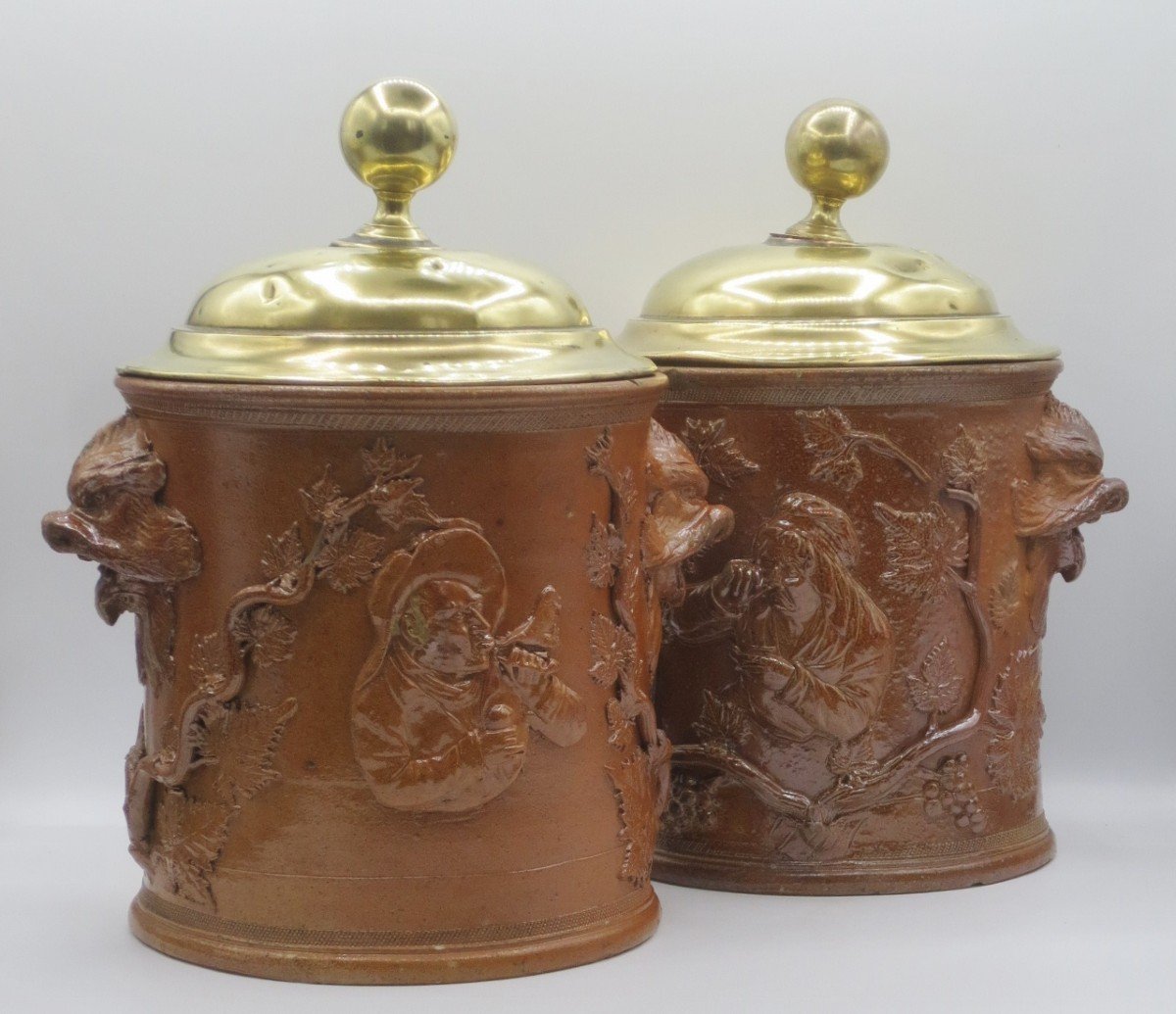 Pair Of Tobacco Pots, Beauvaisis Nineteenth Century.