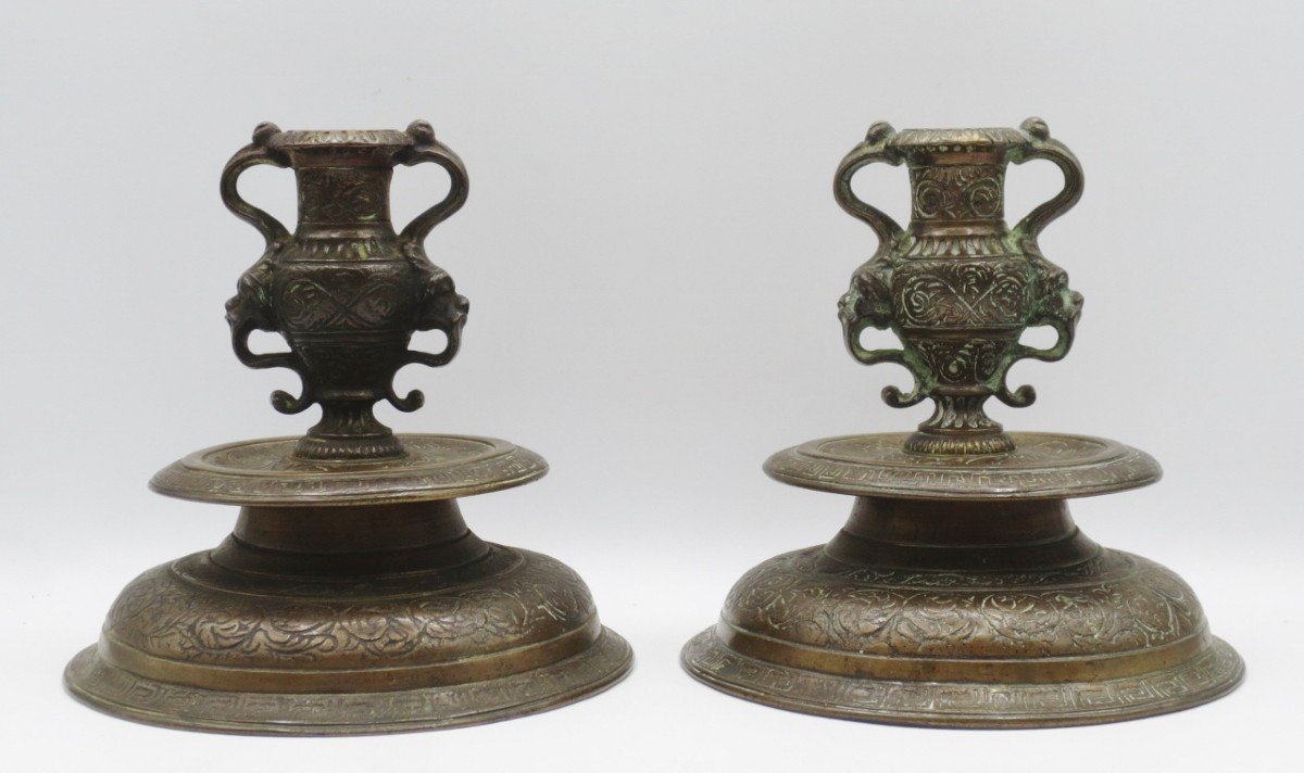 Pair Of Candlesticks, China XIXth Century.-photo-2