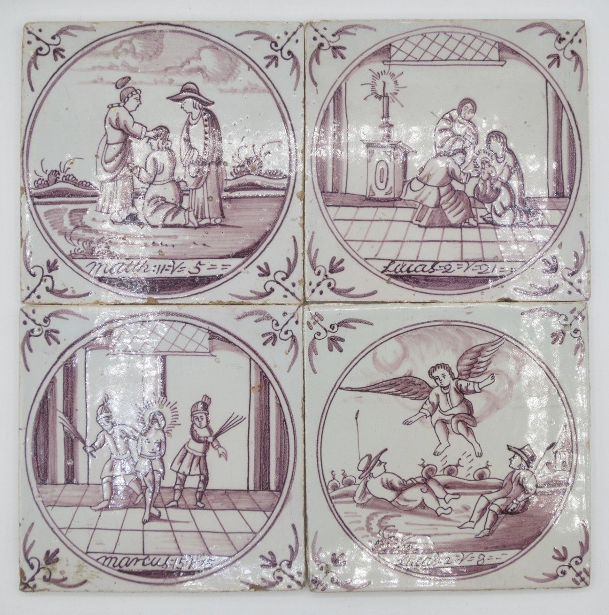 Twelve Earthenware Tiles, Delft 18th Century.-photo-4