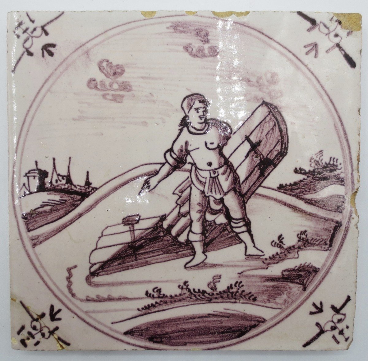 Twelve Earthenware Tiles, Delft 18th Century.-photo-1