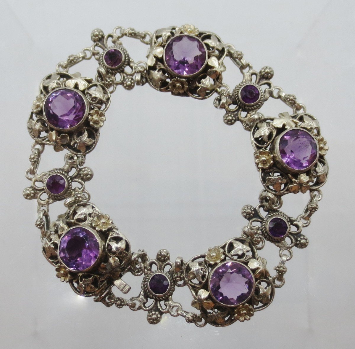 Silver And Amethyst Bracelet, 19th Century. -photo-2