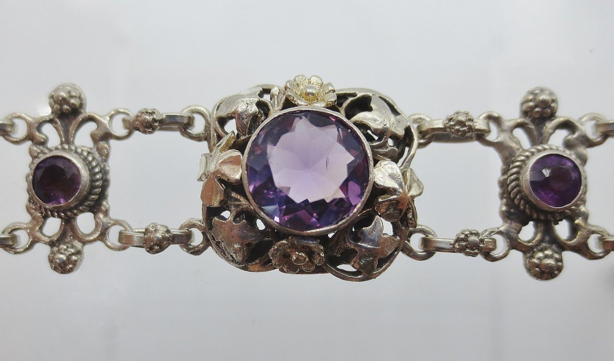 Silver And Amethyst Bracelet, 19th Century. -photo-4