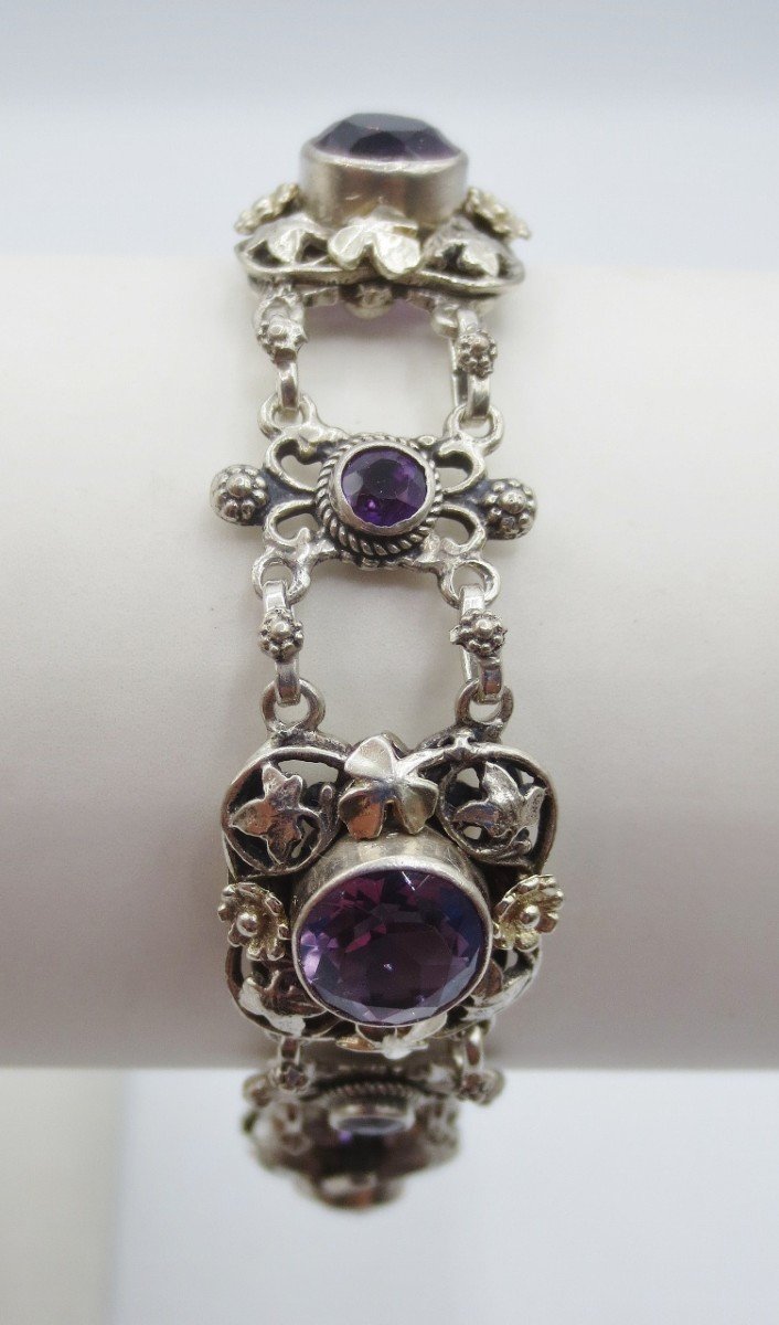 Silver And Amethyst Bracelet, 19th Century. -photo-2
