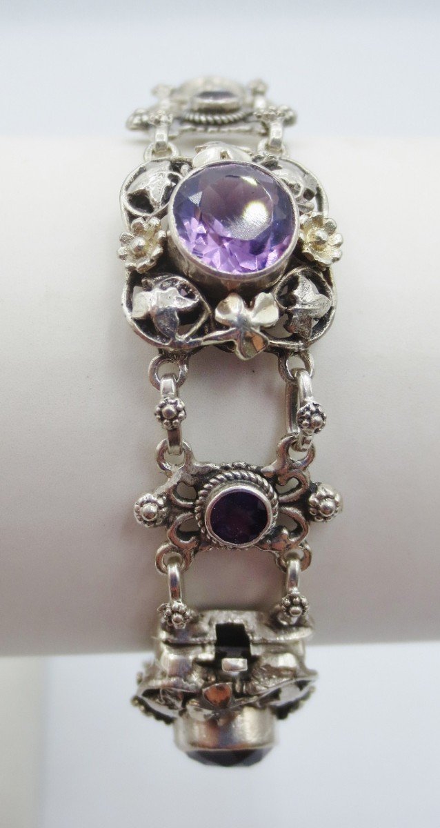 Silver And Amethyst Bracelet, 19th Century. -photo-3