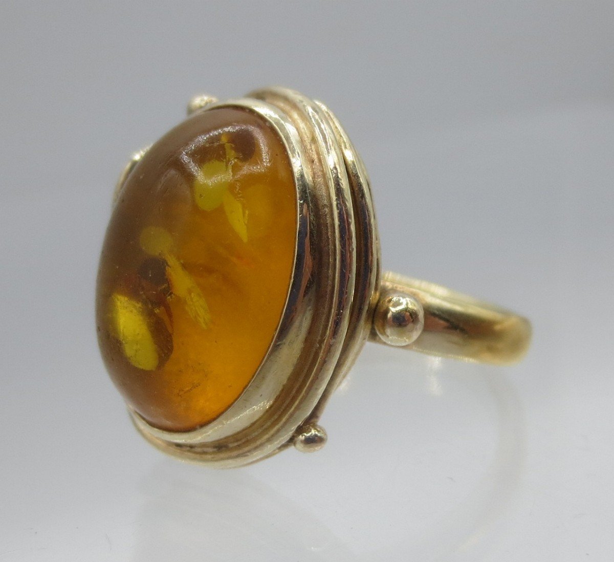 Bague En Vermeil Et Ambre.-photo-3