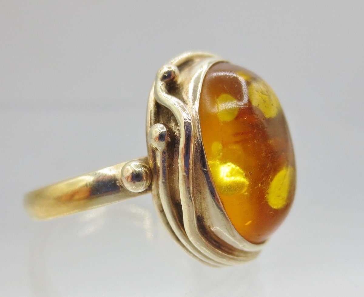 Bague En Vermeil Et Ambre.-photo-1