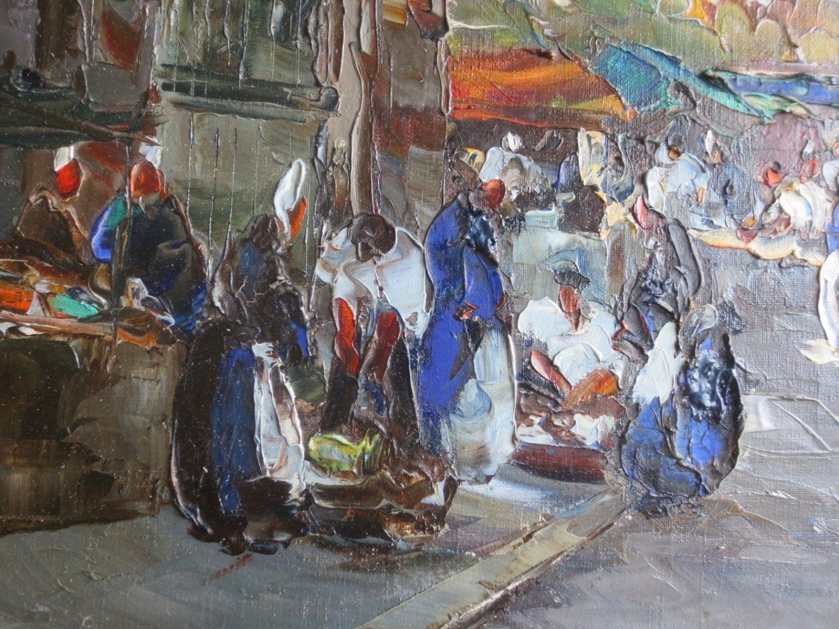 Breton Market, Signed M. Stevens. -photo-4