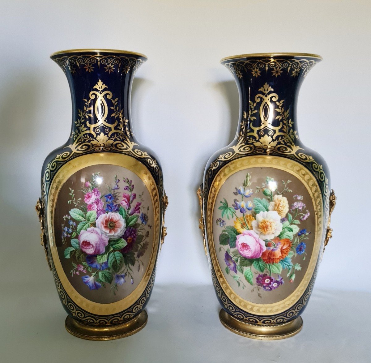 Monumental Porcelain Vases, 19th Century. 