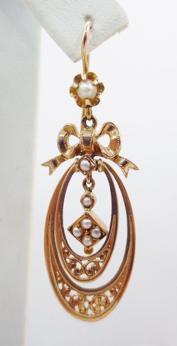 Boucles d'Oreilles En Or, Circa 1880, -photo-2