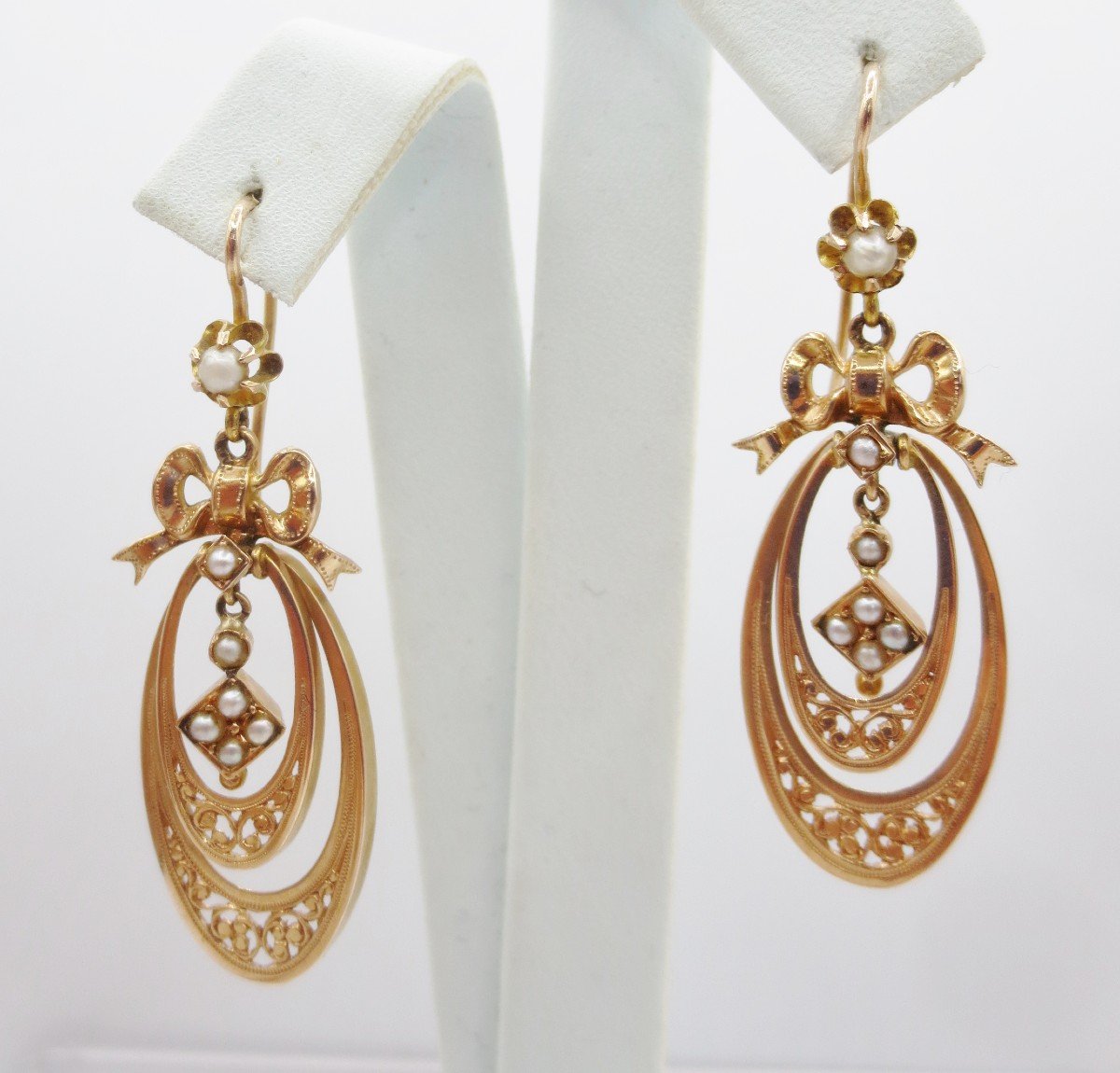 Boucles d'Oreilles En Or, Circa 1880, -photo-3