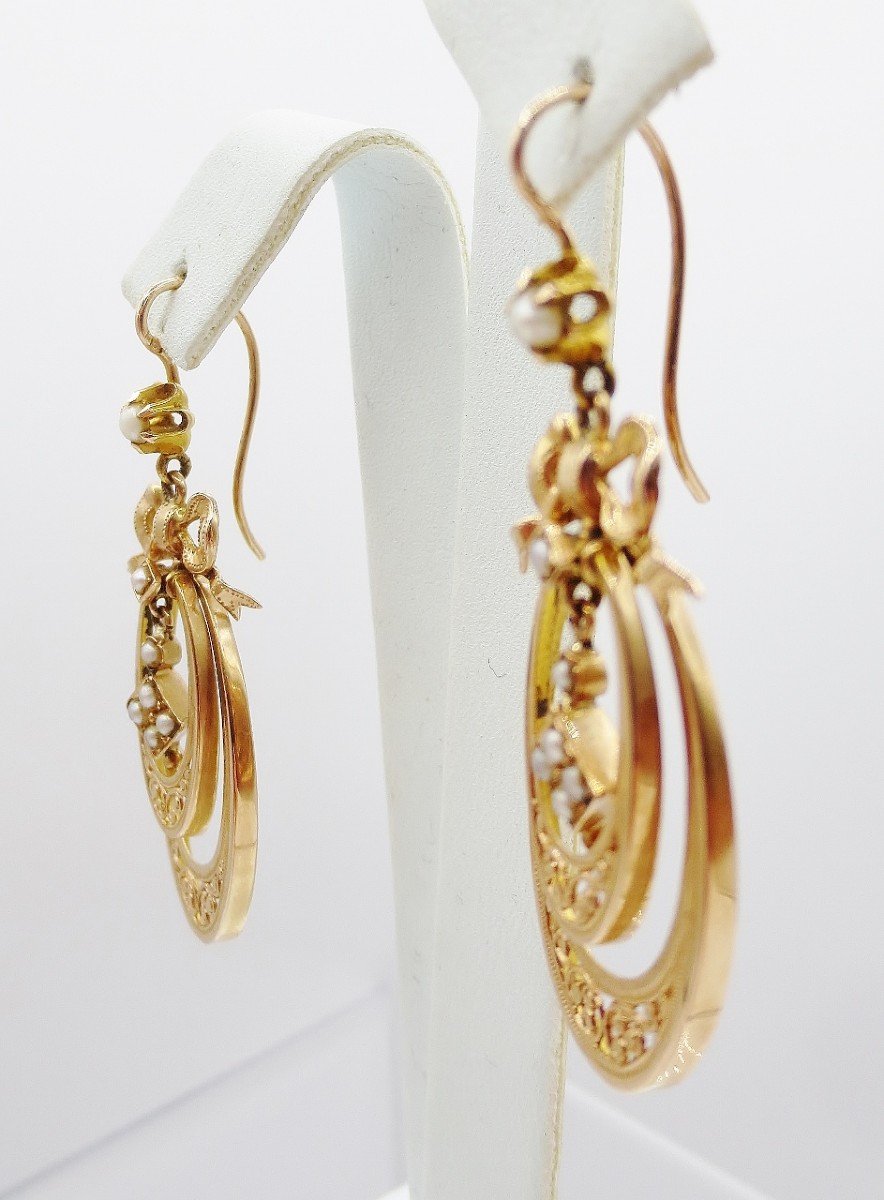 Boucles d'Oreilles En Or, Circa 1880, -photo-4