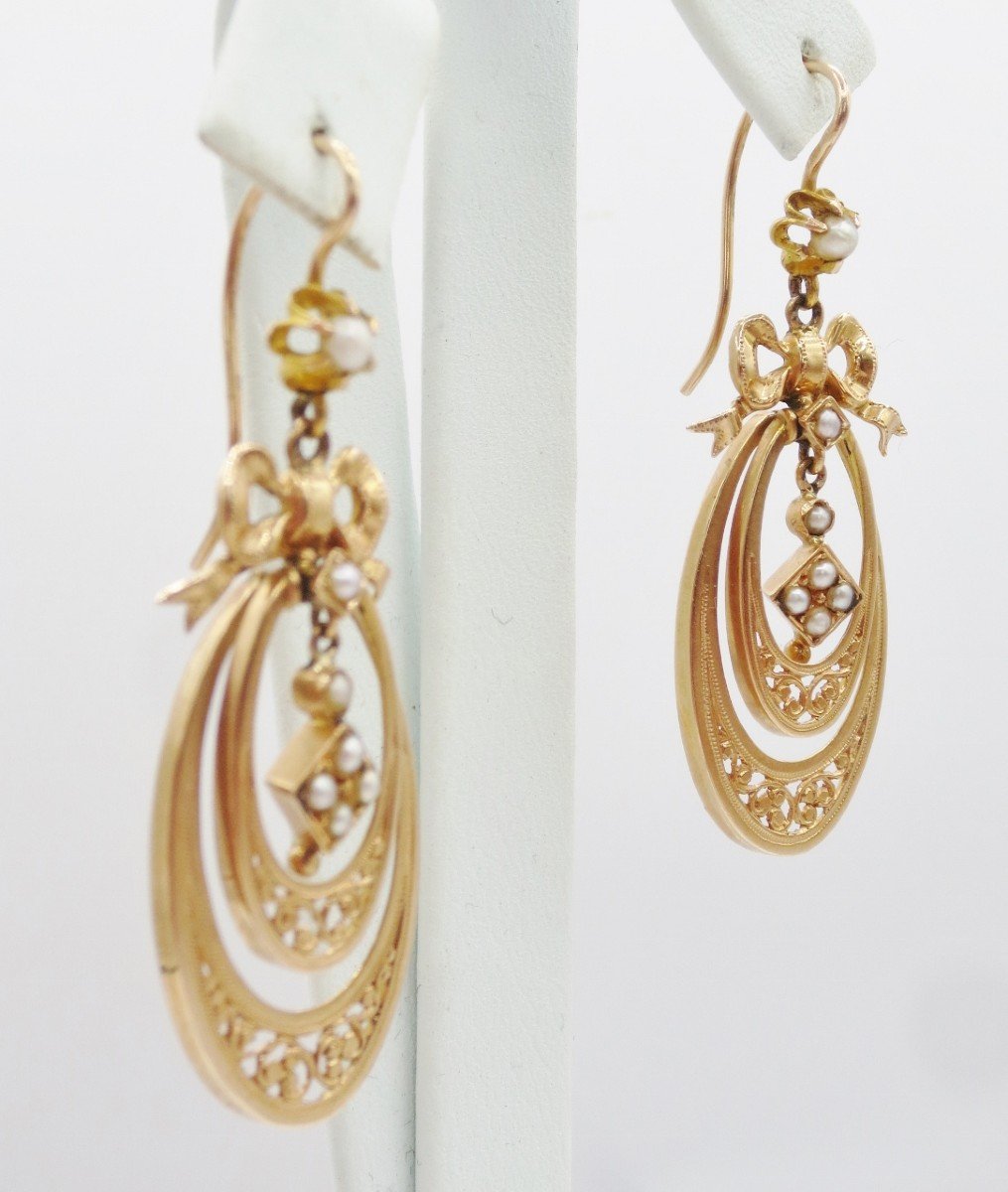 Boucles d'Oreilles En Or, Circa 1880, -photo-2