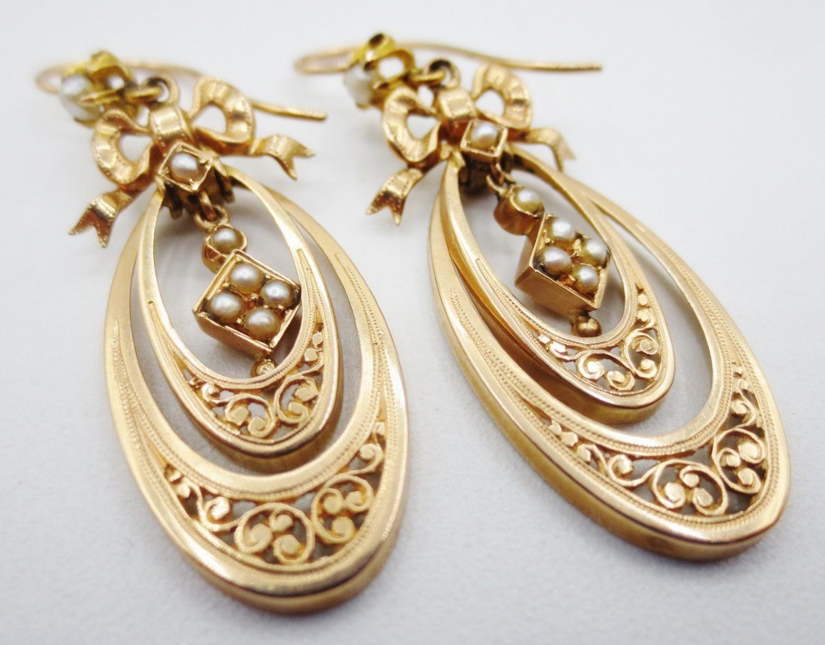 Boucles d'Oreilles En Or, Circa 1880, -photo-5